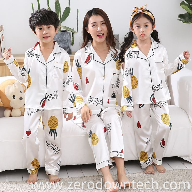 Custom Satin Kid Milk Silk sleepwear Child kids pajamas comfortable